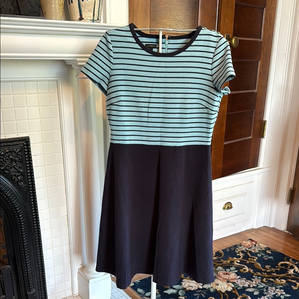Talbots Black and Blue Striped Dress- worn a bunch but good shape